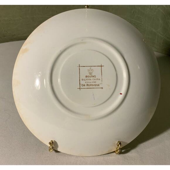 Cup & Saucer White w Blue/Gold Trim BOOTHS Silicon China England “OR REPOUSSE” - Picture 7 of 8